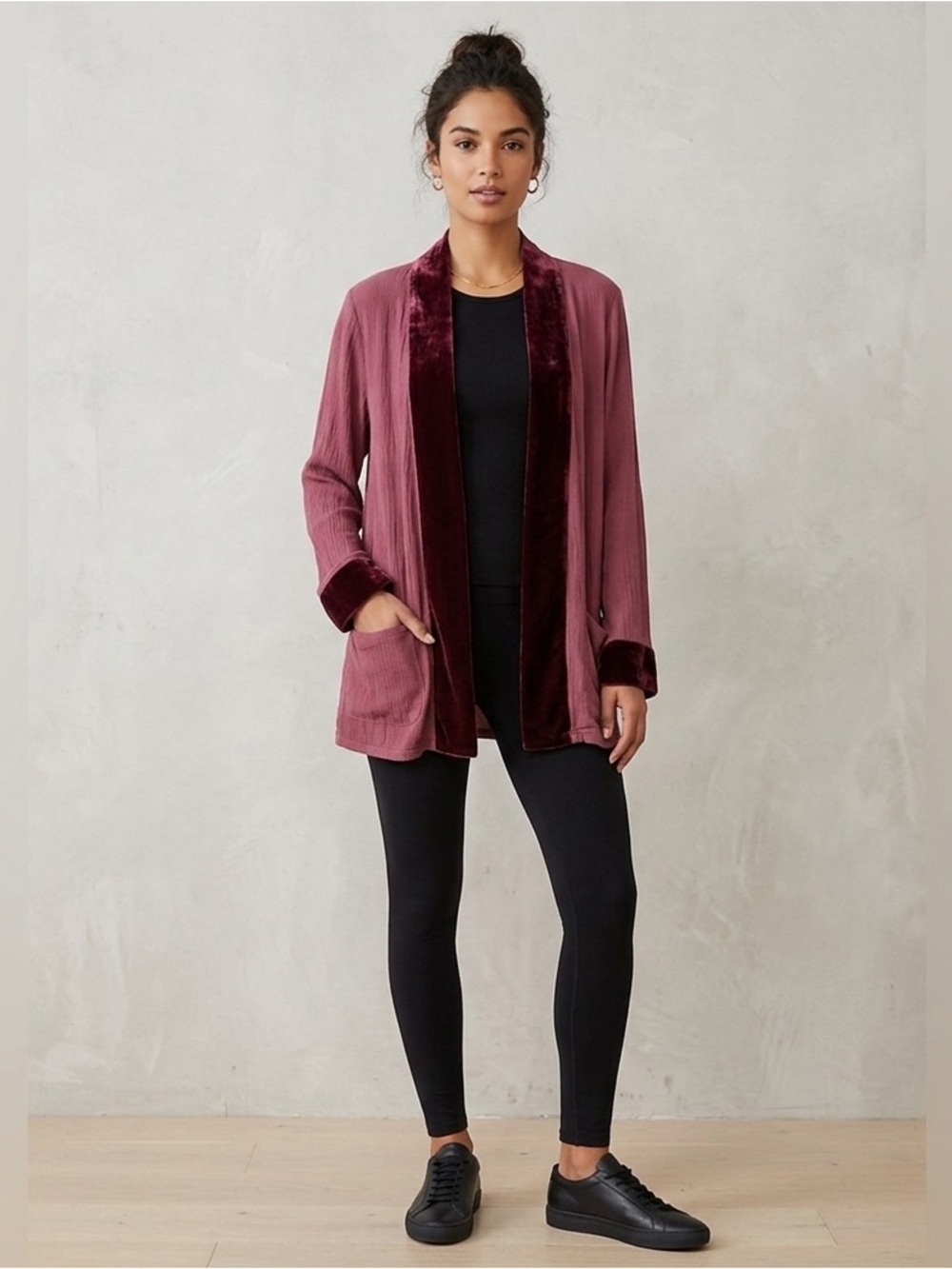 NEW XCVI Deep Red Open Blouse Jacket Cardigan Top